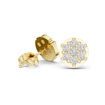 Diamond Cluster Earrings | 0.73 CT Lab-Grown Diamonds in 18KT, 14KT, 10KT Gold & 925 Silver | Rose, Yellow, White Gold & Moissanite Options