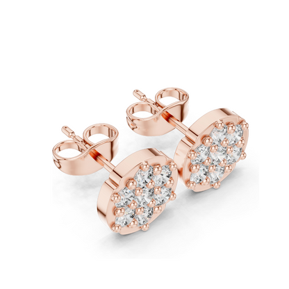 Diamond Cluster Earrings | 0.73 CT Lab-Grown Diamonds in 18KT, 14KT, 10KT Gold & 925 Silver | Rose, Yellow, White Gold & Moissanite Options