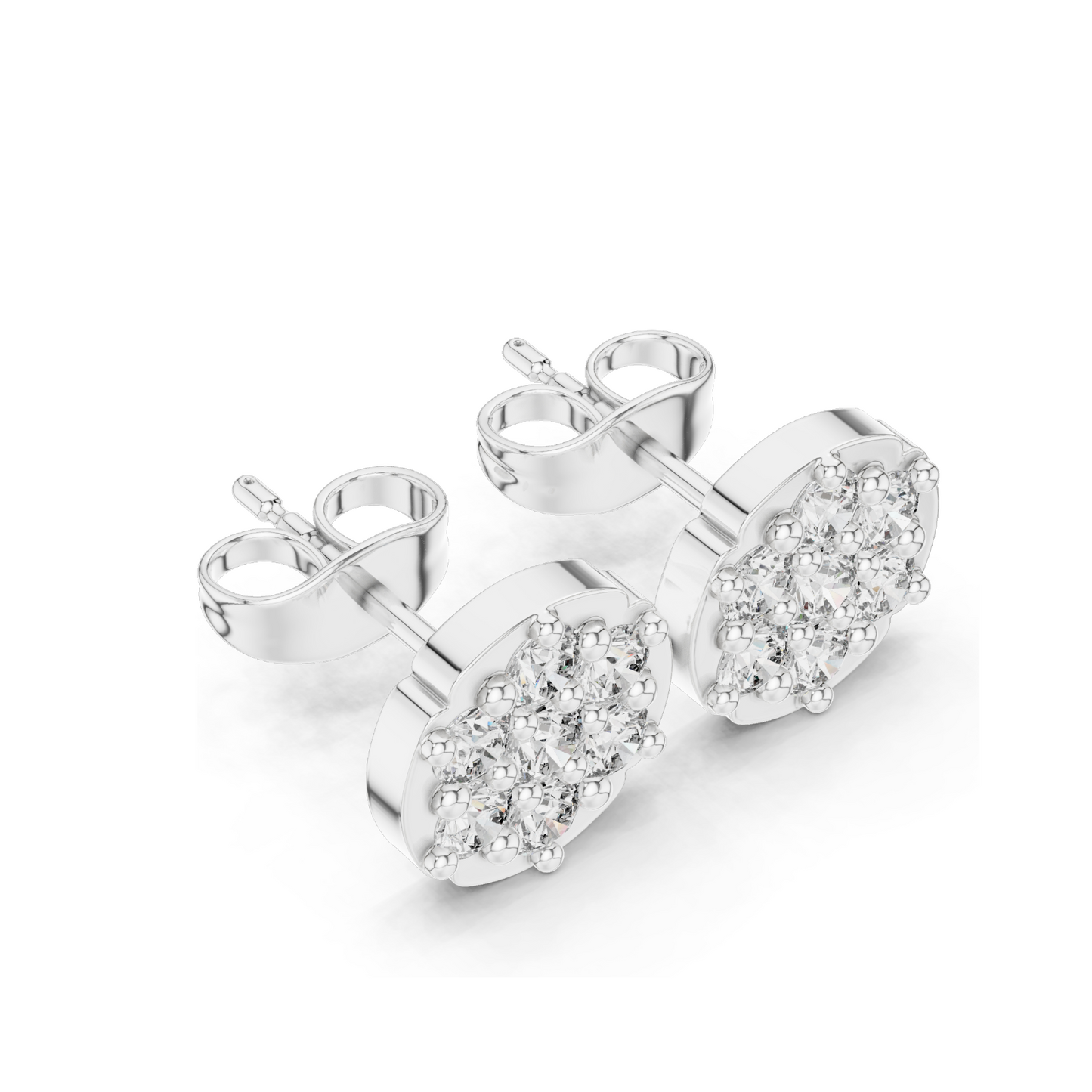 Diamond Cluster Earrings | 0.73 CT Lab-Grown Diamonds in 18KT, 14KT, 10KT Gold & 925 Silver | Rose, Yellow, White Gold & Moissanite Options