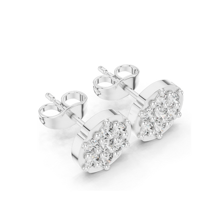 Diamond Cluster Earrings | 0.73 CT Lab-Grown Diamonds in 18KT, 14KT, 10KT Gold & 925 Silver | Rose, Yellow, White Gold & Moissanite Options