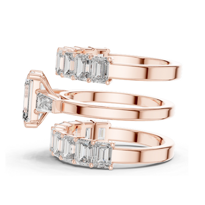 6.24 CT Emerald Cut Lab Diamond Engagement Ring | VVS-VS EF Clarity | 18KT, 14KT, 10KT Gold & 925 Silver | Rose, Yellow, White Gold & Moissanite Options