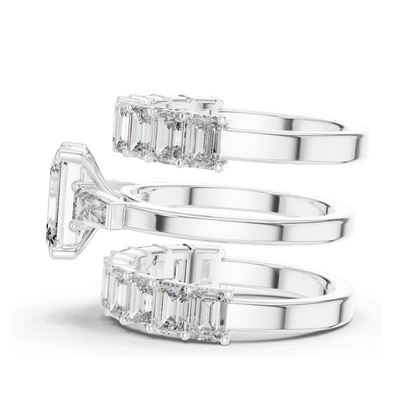 6.24 CT Emerald Cut Lab Diamond Engagement Ring | VVS-VS EF Clarity | 18KT, 14KT, 10KT Gold & 925 Silver | Rose, Yellow, White Gold & Moissanite Options