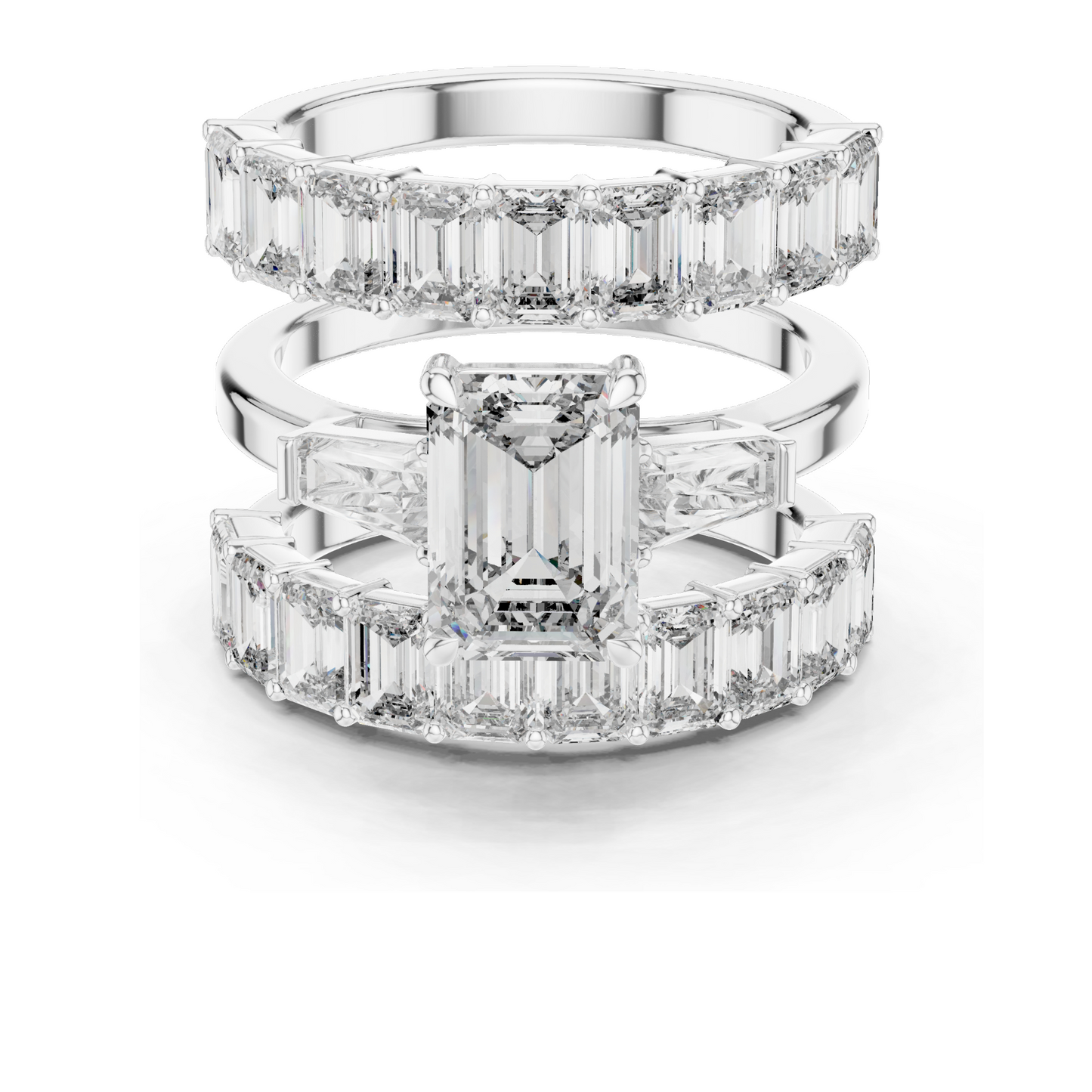 6.24 CT Emerald Cut Lab Diamond Engagement Ring | VVS-VS EF Clarity | 18KT, 14KT, 10KT Gold & 925 Silver | Rose, Yellow, White Gold & Moissanite Options