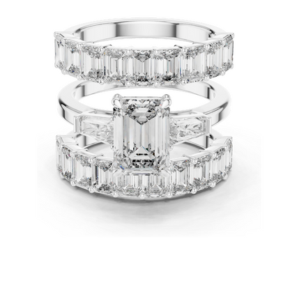 6.24 CT Emerald Cut Lab Diamond Engagement Ring | VVS-VS EF Clarity | 18KT, 14KT, 10KT Gold & 925 Silver | Rose, Yellow, White Gold & Moissanite Options