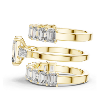 6.24 CT Emerald Cut Lab Diamond Engagement Ring | VVS-VS EF Clarity | 18KT, 14KT, 10KT Gold & 925 Silver | Rose, Yellow, White Gold & Moissanite Options