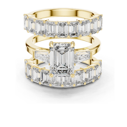 6.24 CT Emerald Cut Lab Diamond Engagement Ring | VVS-VS EF Clarity | 18KT, 14KT, 10KT Gold & 925 Silver | Rose, Yellow, White Gold & Moissanite Options