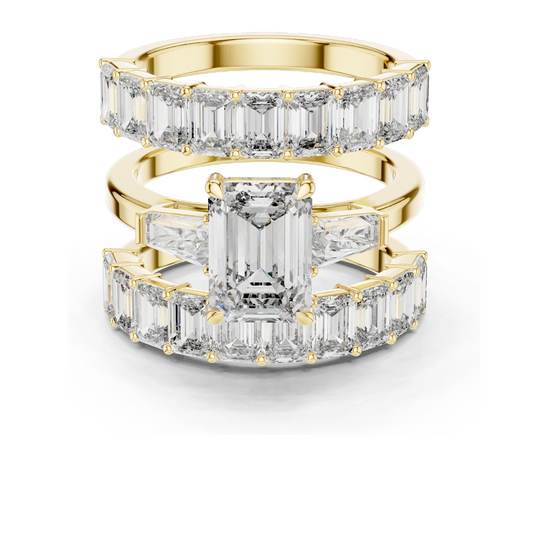6.24 CT Emerald Cut Lab Diamond Engagement Ring | VVS-VS EF Clarity | 18KT, 14KT, 10KT Gold & 925 Silver | Rose, Yellow, White Gold & Moissanite Options