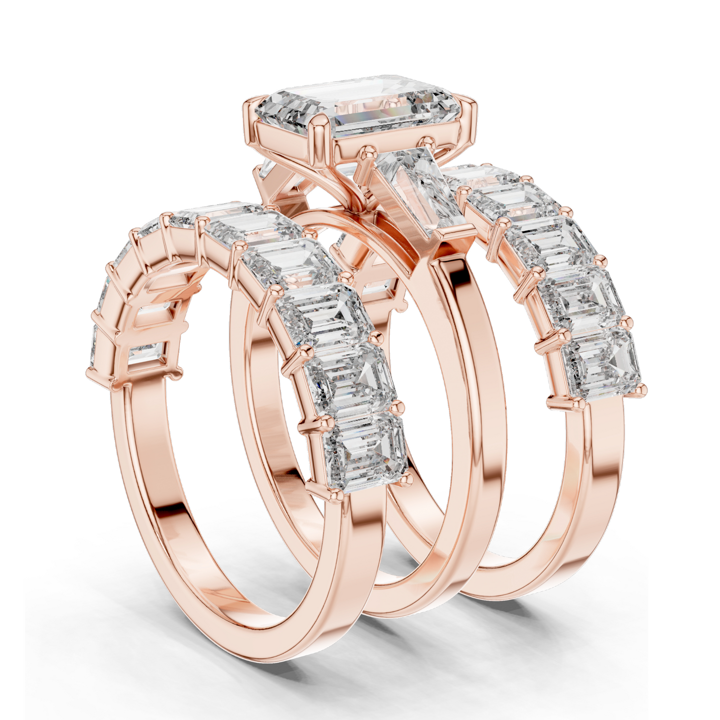 6.24 CT Emerald Cut Lab Diamond Engagement Ring | VVS-VS EF Clarity | 18KT, 14KT, 10KT Gold & 925 Silver | Rose, Yellow, White Gold & Moissanite Options