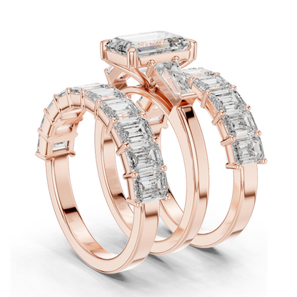 6.24 CT Emerald Cut Lab Diamond Engagement Ring | VVS-VS EF Clarity | 18KT, 14KT, 10KT Gold & 925 Silver | Rose, Yellow, White Gold & Moissanite Options