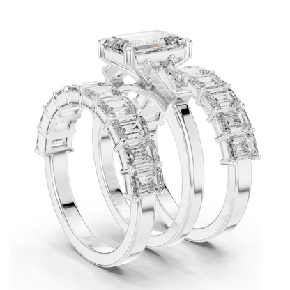 6.24 CT Emerald Cut Lab Diamond Engagement Ring | VVS-VS EF Clarity | 18KT, 14KT, 10KT Gold & 925 Silver | Rose, Yellow, White Gold & Moissanite Options