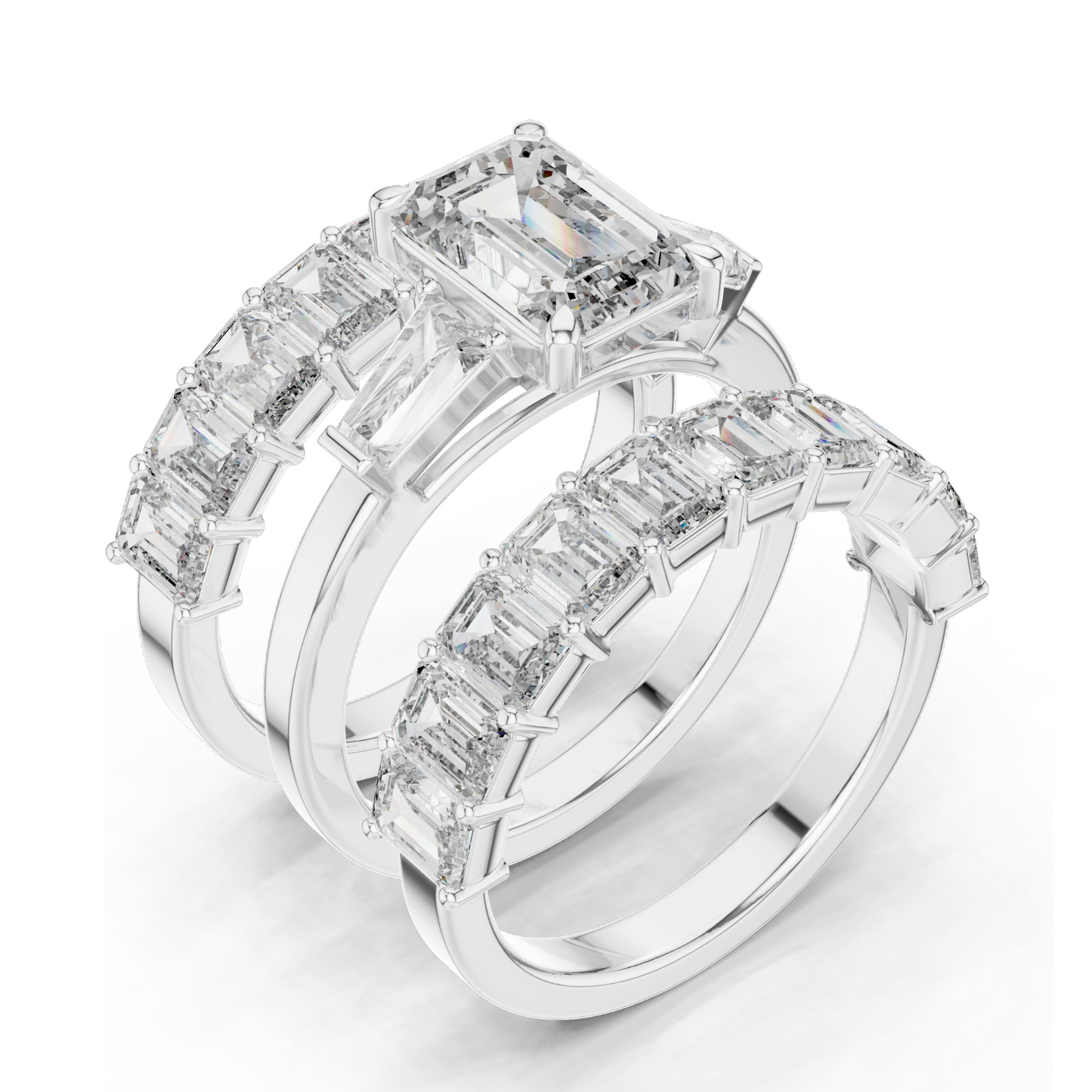 6.24 CT Emerald Cut Lab Diamond Engagement Ring | VVS-VS EF Clarity | 18KT, 14KT, 10KT Gold & 925 Silver | Rose, Yellow, White Gold & Moissanite Options