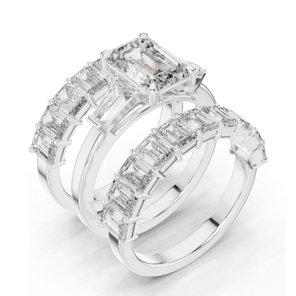 6.24 CT Emerald Cut Lab Diamond Engagement Ring | VVS-VS EF Clarity | 18KT, 14KT, 10KT Gold & 925 Silver | Rose, Yellow, White Gold & Moissanite Options