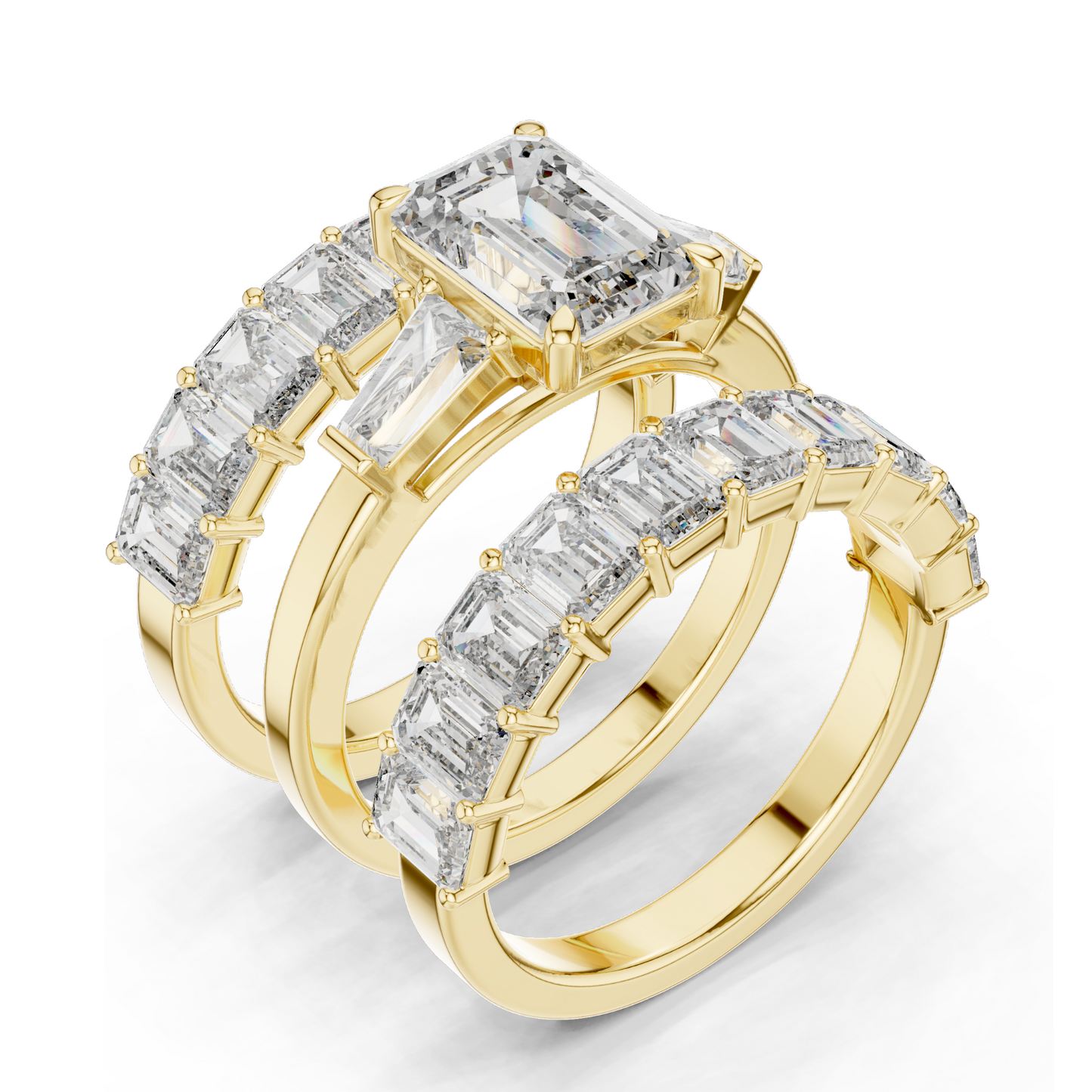 6.24 CT Emerald Cut Lab Diamond Engagement Ring | VVS-VS EF Clarity | 18KT, 14KT, 10KT Gold & 925 Silver | Rose, Yellow, White Gold & Moissanite Options