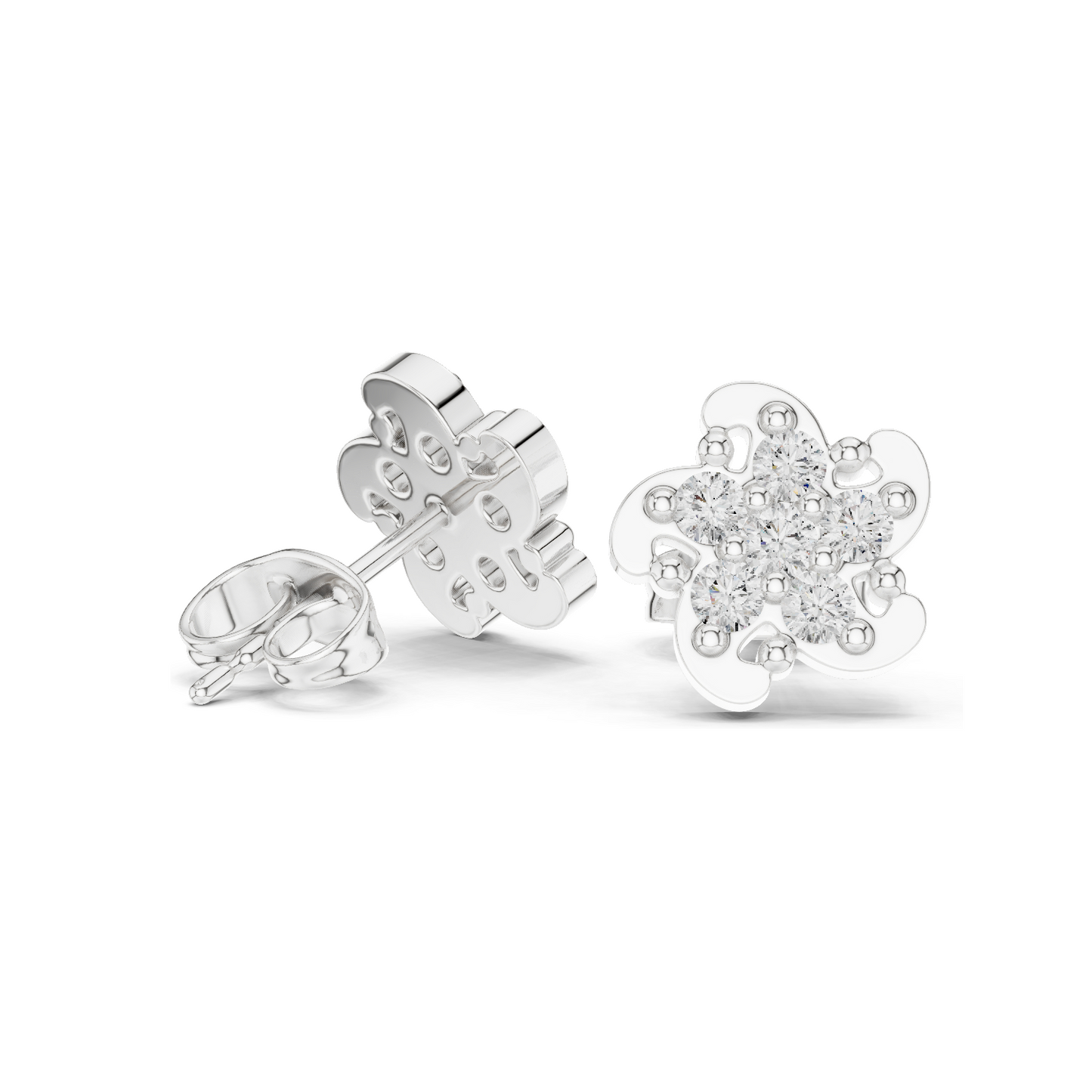 0.49 CT Lab Diamond Flower Stud Earrings for Women | VVS-VS Clarity | 18KT, 14KT, 10KT Gold & 925 Silver | Rose, Yellow, White Gold & Moissanite Options