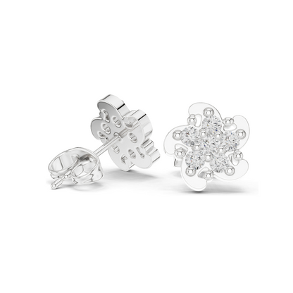 0.49 CT Lab Diamond Flower Stud Earrings for Women | VVS-VS Clarity | 18KT, 14KT, 10KT Gold & 925 Silver | Rose, Yellow, White Gold & Moissanite Options