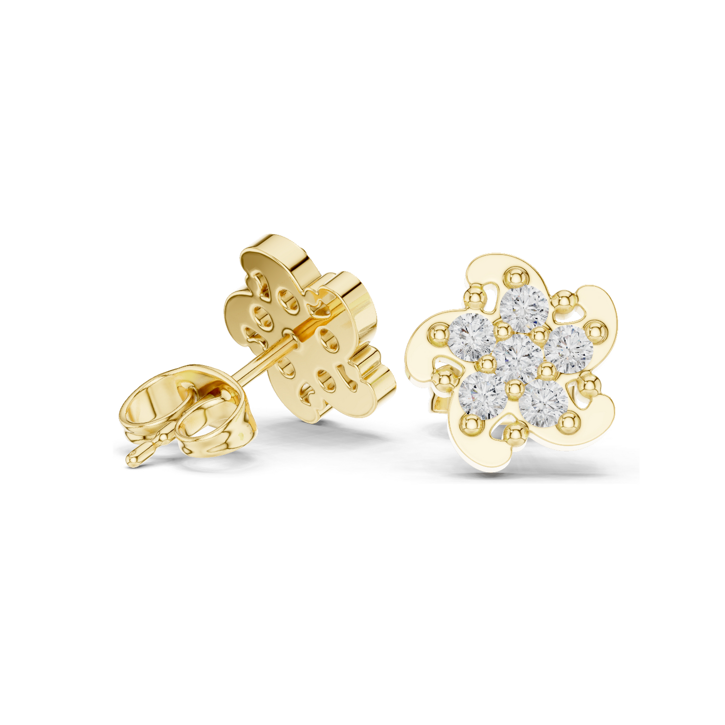 0.49 CT Lab Diamond Flower Stud Earrings for Women | VVS-VS Clarity | 18KT, 14KT, 10KT Gold & 925 Silver | Rose, Yellow, White Gold & Moissanite Options