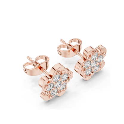 0.49 CT Lab Diamond Flower Stud Earrings for Women | VVS-VS Clarity | 18KT, 14KT, 10KT Gold & 925 Silver | Rose, Yellow, White Gold & Moissanite Options