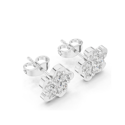 0.49 CT Lab Diamond Flower Stud Earrings for Women | VVS-VS Clarity | 18KT, 14KT, 10KT Gold & 925 Silver | Rose, Yellow, White Gold & Moissanite Options