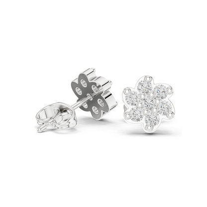 0.58 CT Lab Diamond Floral Stud Earrings | VVS-VS EF Clarity | 18KT, 14KT, 10KT Gold & 925 Silver | Rose, Yellow, White Gold & Moissanite Options