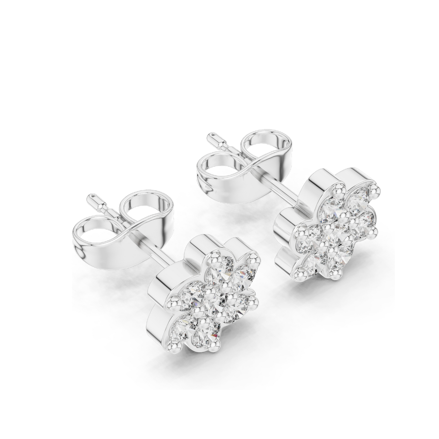 0.58 CT Lab Diamond Floral Stud Earrings | VVS-VS EF Clarity | 18KT, 14KT, 10KT Gold & 925 Silver | Rose, Yellow, White Gold & Moissanite Options