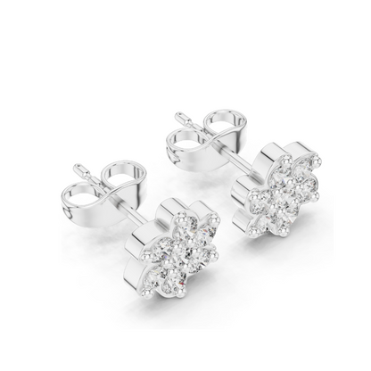 0.58 CT Lab Diamond Floral Stud Earrings | VVS-VS EF Clarity | 18KT, 14KT, 10KT Gold & 925 Silver | Rose, Yellow, White Gold & Moissanite Options