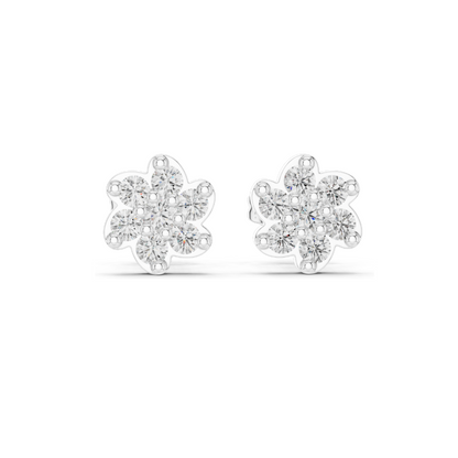 0.58 CT Lab Diamond Floral Stud Earrings | VVS-VS EF Clarity | 18KT, 14KT, 10KT Gold & 925 Silver | Rose, Yellow, White Gold & Moissanite Options