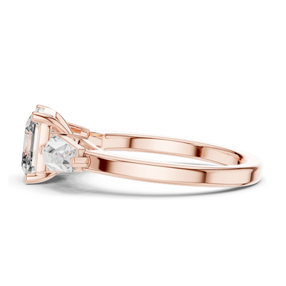3 CT Asscher Cut Lab Diamond Three-Stone Engagement Ring for Women | VVS-VS EF Clarity | 18KT, 14KT, 10KT Gold & 925 Silver | Rose, Yellow, White Gold & Moissanite Options