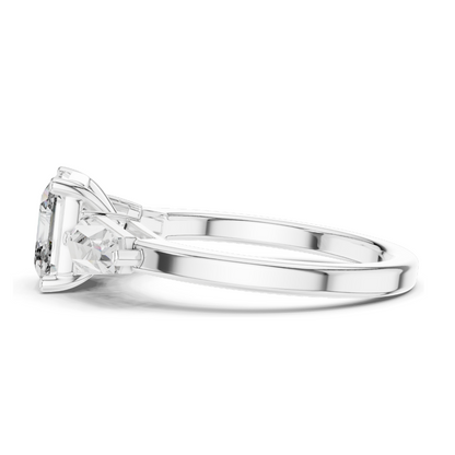 3 CT Asscher Cut Lab Diamond Three-Stone Engagement Ring for Women | VVS-VS EF Clarity | 18KT, 14KT, 10KT Gold & 925 Silver | Rose, Yellow, White Gold & Moissanite Options