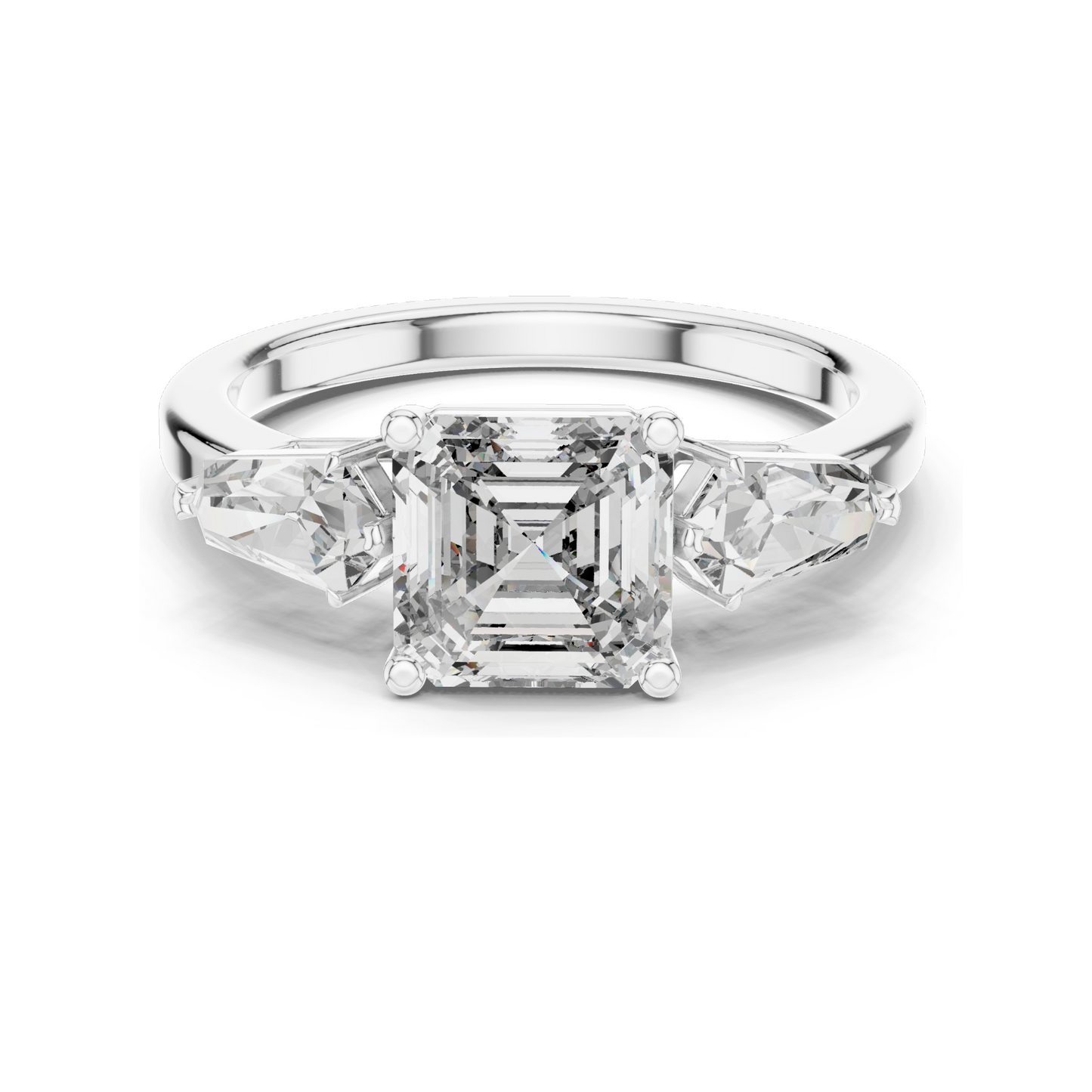 3 CT Asscher Cut Lab Diamond Three-Stone Engagement Ring for Women | VVS-VS EF Clarity | 18KT, 14KT, 10KT Gold & 925 Silver | Rose, Yellow, White Gold & Moissanite Options
