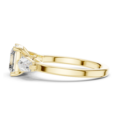 3 CT Asscher Cut Lab Diamond Three-Stone Engagement Ring for Women | VVS-VS EF Clarity | 18KT, 14KT, 10KT Gold & 925 Silver | Rose, Yellow, White Gold & Moissanite Options