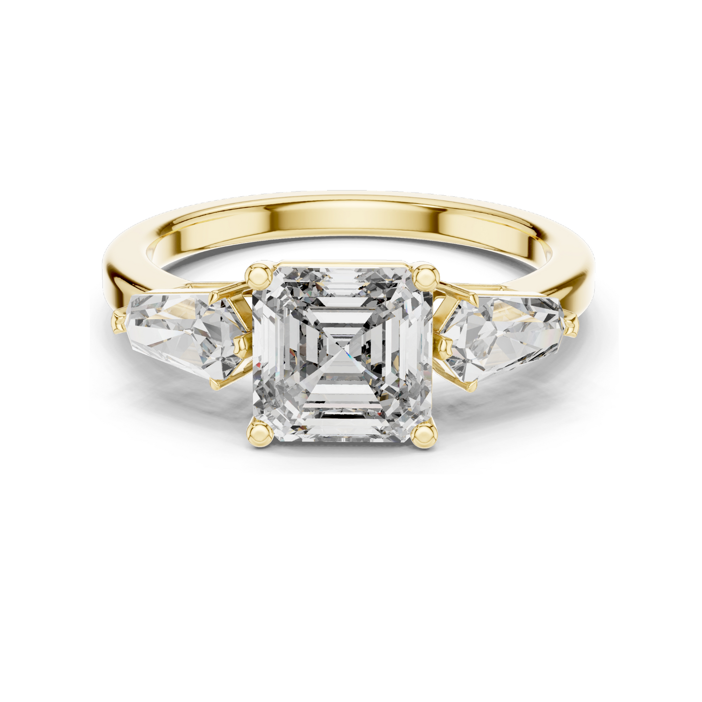 3 CT Asscher Cut Lab Diamond Three-Stone Engagement Ring for Women | VVS-VS EF Clarity | 18KT, 14KT, 10KT Gold & 925 Silver | Rose, Yellow, White Gold & Moissanite Options