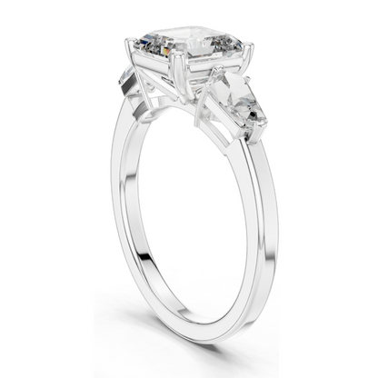 3 CT Asscher Cut Lab Diamond Three-Stone Engagement Ring for Women | VVS-VS EF Clarity | 18KT, 14KT, 10KT Gold & 925 Silver | Rose, Yellow, White Gold & Moissanite Options