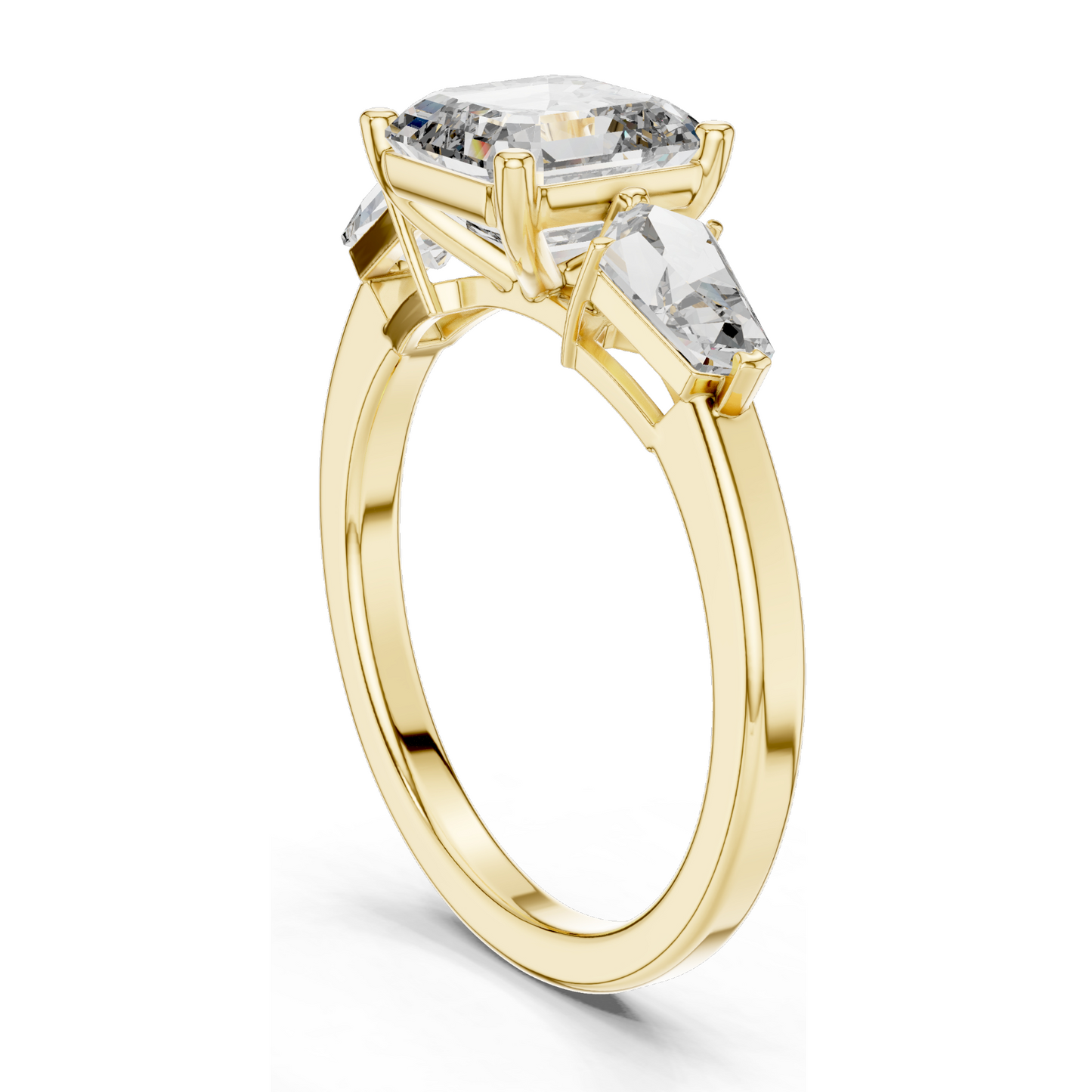 3 CT Asscher Cut Lab Diamond Three-Stone Engagement Ring for Women | VVS-VS EF Clarity | 18KT, 14KT, 10KT Gold & 925 Silver | Rose, Yellow, White Gold & Moissanite Options