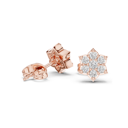 Lab Diamond Floral Stud Earrings | 0.38 CT VVS-VS EF Clarity | 18KT, 14KT, 10KT Gold & 925 Silver | Moissanite & Rose, Yellow, White Gold Options