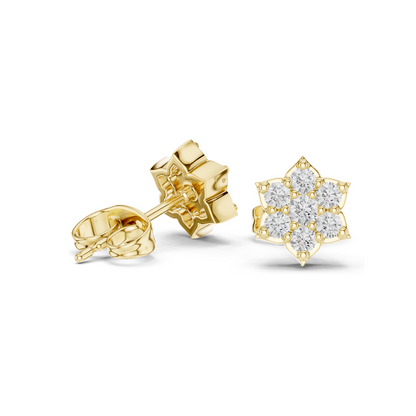 Lab Diamond Floral Stud Earrings | 0.38 CT VVS-VS EF Clarity | 18KT, 14KT, 10KT Gold & 925 Silver | Moissanite & Rose, Yellow, White Gold Options