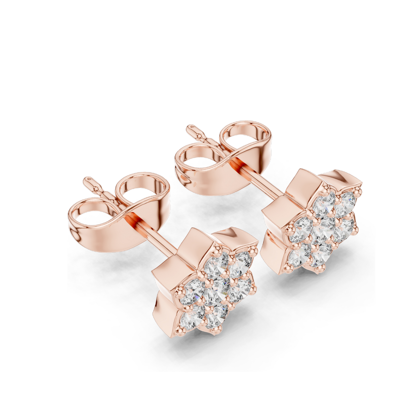 Lab Diamond Floral Stud Earrings | 0.38 CT VVS-VS EF Clarity | 18KT, 14KT, 10KT Gold & 925 Silver | Moissanite & Rose, Yellow, White Gold Options
