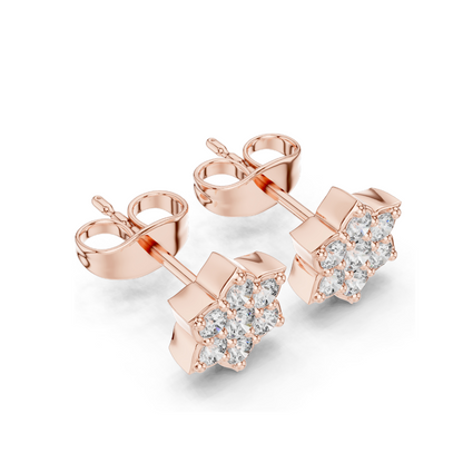 Lab Diamond Floral Stud Earrings | 0.38 CT VVS-VS EF Clarity | 18KT, 14KT, 10KT Gold & 925 Silver | Moissanite & Rose, Yellow, White Gold Options