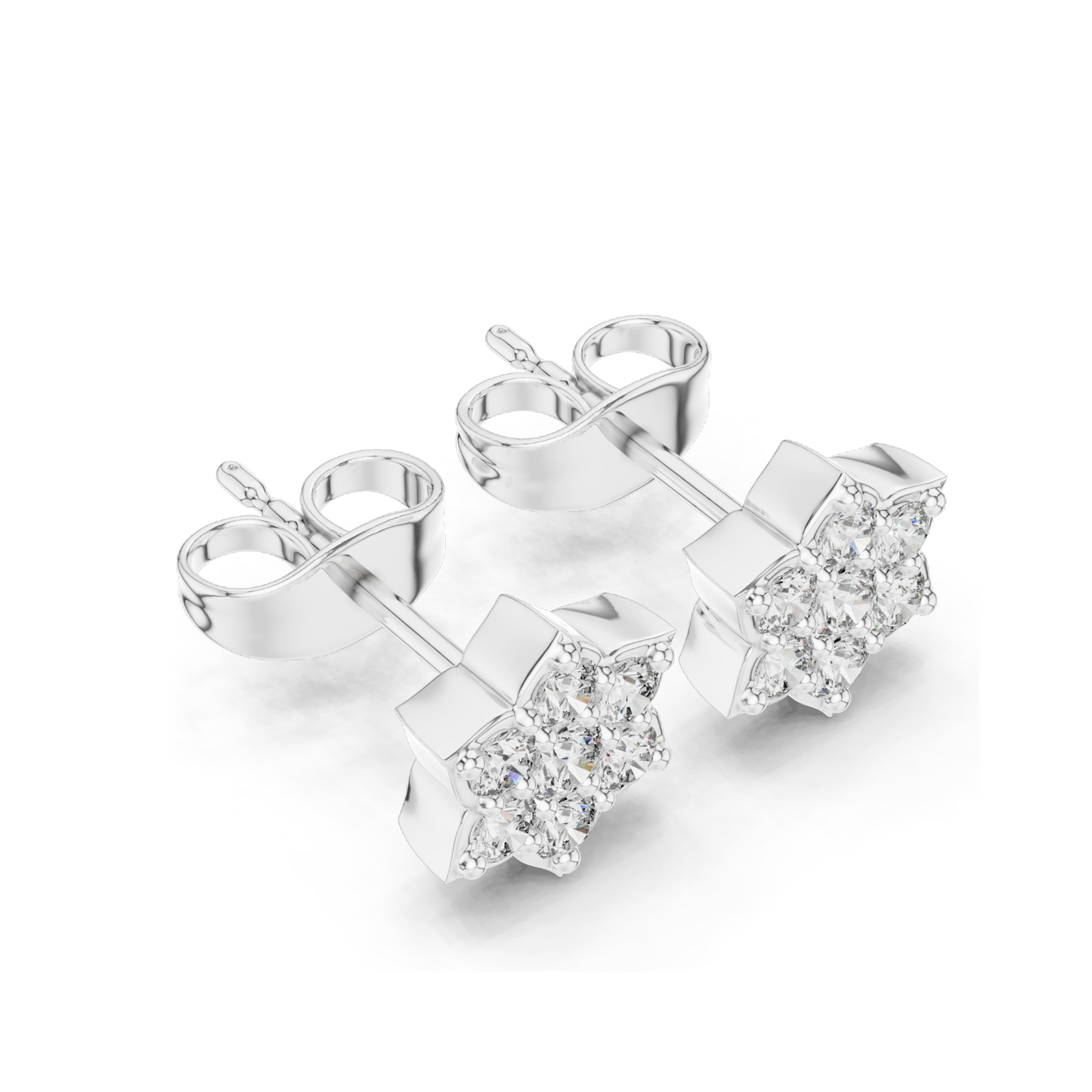 Lab Diamond Floral Stud Earrings | 0.38 CT VVS-VS EF Clarity | 18KT, 14KT, 10KT Gold & 925 Silver | Moissanite & Rose, Yellow, White Gold Options