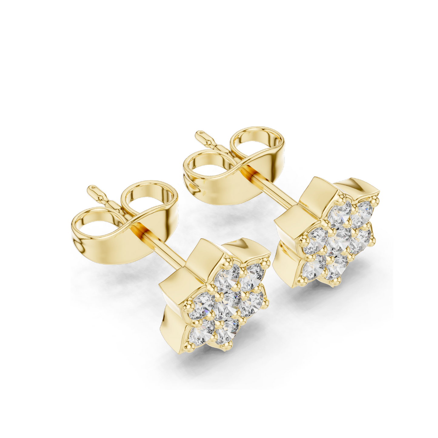 Lab Diamond Floral Stud Earrings | 0.38 CT VVS-VS EF Clarity | 18KT, 14KT, 10KT Gold & 925 Silver | Moissanite & Rose, Yellow, White Gold Options