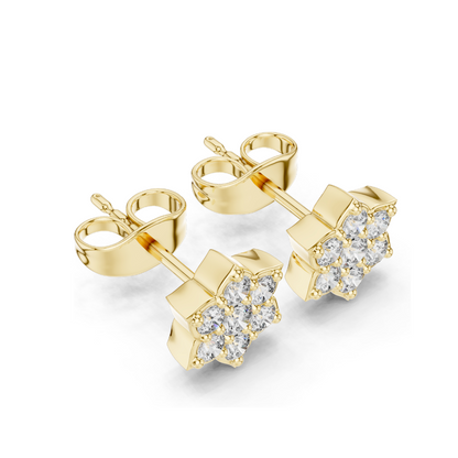 Lab Diamond Floral Stud Earrings | 0.38 CT VVS-VS EF Clarity | 18KT, 14KT, 10KT Gold & 925 Silver | Moissanite & Rose, Yellow, White Gold Options