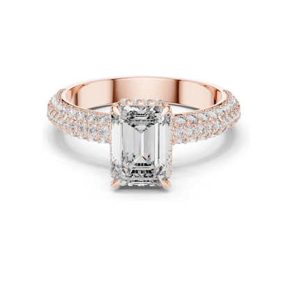 2.8 CT Emerald Cut Lab Diamond Engagement Ring for Women | VVS-VS EF Clarity | 18KT, 14KT, 10KT Gold & 925 Silver | Rose, Yellow, White Gold & Moissanite Options