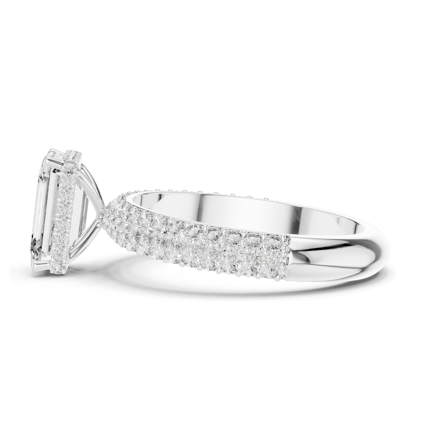 2.8 CT Emerald Cut Lab Diamond Engagement Ring for Women | VVS-VS EF Clarity | 18KT, 14KT, 10KT Gold & 925 Silver | Rose, Yellow, White Gold & Moissanite Options
