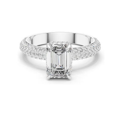 2.8 CT Emerald Cut Lab Diamond Engagement Ring for Women | VVS-VS EF Clarity | 18KT, 14KT, 10KT Gold & 925 Silver | Rose, Yellow, White Gold & Moissanite Options