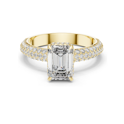 2.8 CT Emerald Cut Lab Diamond Engagement Ring for Women | VVS-VS EF Clarity | 18KT, 14KT, 10KT Gold & 925 Silver | Rose, Yellow, White Gold & Moissanite Options