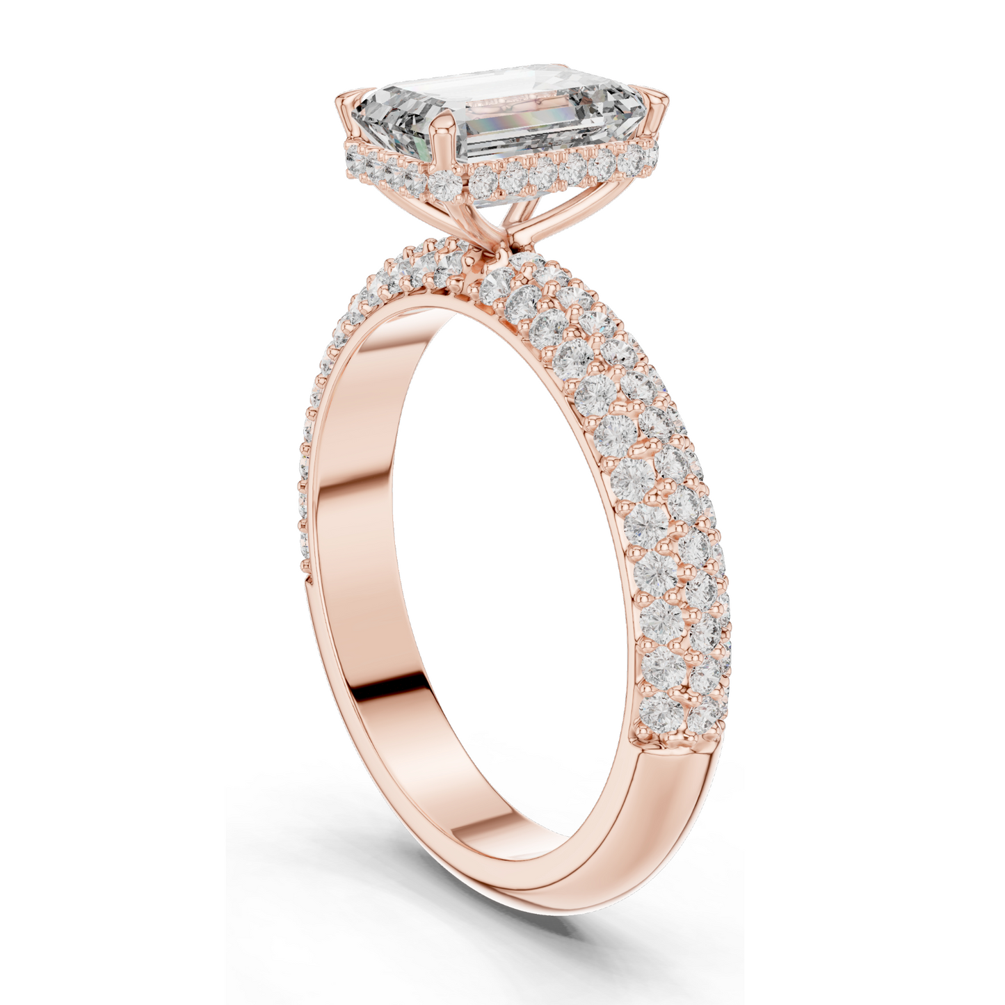 2.8 CT Emerald Cut Lab Diamond Engagement Ring for Women | VVS-VS EF Clarity | 18KT, 14KT, 10KT Gold & 925 Silver | Rose, Yellow, White Gold & Moissanite Options