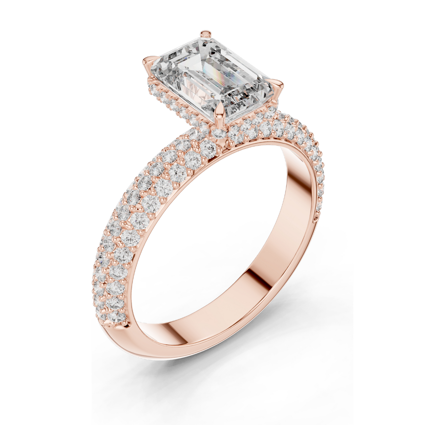 2.8 CT Emerald Cut Lab Diamond Engagement Ring for Women | VVS-VS EF Clarity | 18KT, 14KT, 10KT Gold & 925 Silver | Rose, Yellow, White Gold & Moissanite Options