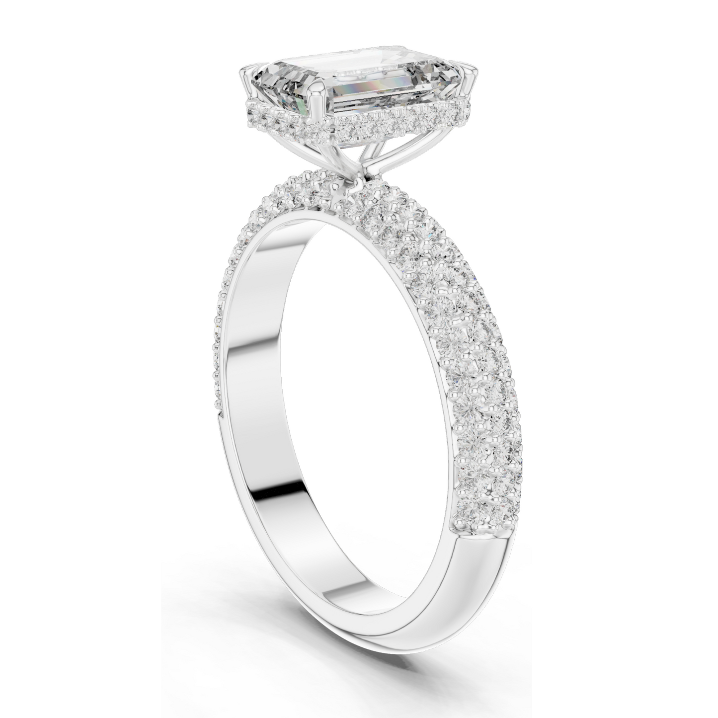 2.8 CT Emerald Cut Lab Diamond Engagement Ring for Women | VVS-VS EF Clarity | 18KT, 14KT, 10KT Gold & 925 Silver | Rose, Yellow, White Gold & Moissanite Options