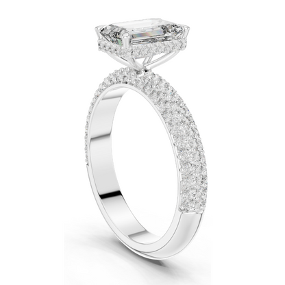 2.8 CT Emerald Cut Lab Diamond Engagement Ring for Women | VVS-VS EF Clarity | 18KT, 14KT, 10KT Gold & 925 Silver | Rose, Yellow, White Gold & Moissanite Options