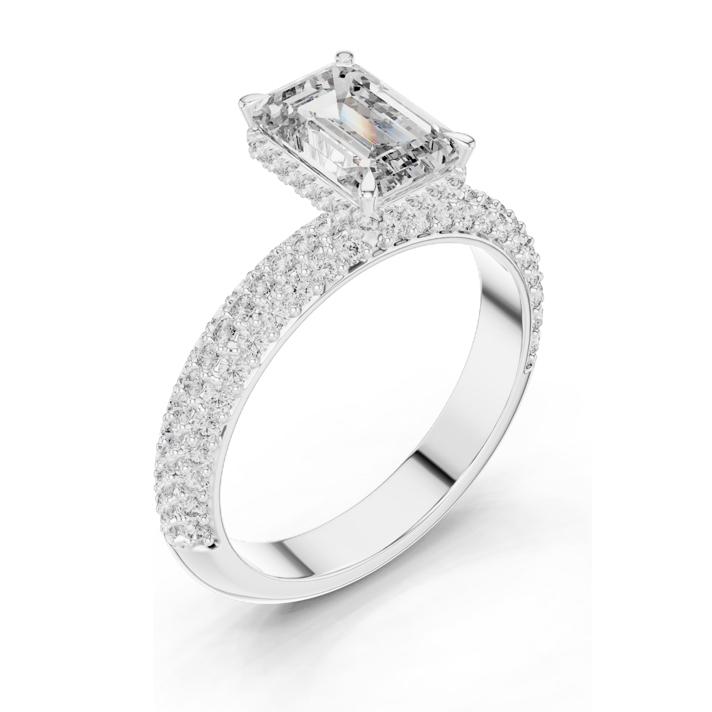 2.8 CT Emerald Cut Lab Diamond Engagement Ring for Women | VVS-VS EF Clarity | 18KT, 14KT, 10KT Gold & 925 Silver | Rose, Yellow, White Gold & Moissanite Options