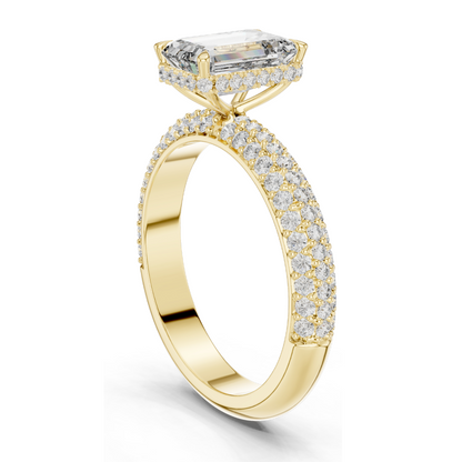 2.8 CT Emerald Cut Lab Diamond Engagement Ring for Women | VVS-VS EF Clarity | 18KT, 14KT, 10KT Gold & 925 Silver | Rose, Yellow, White Gold & Moissanite Options